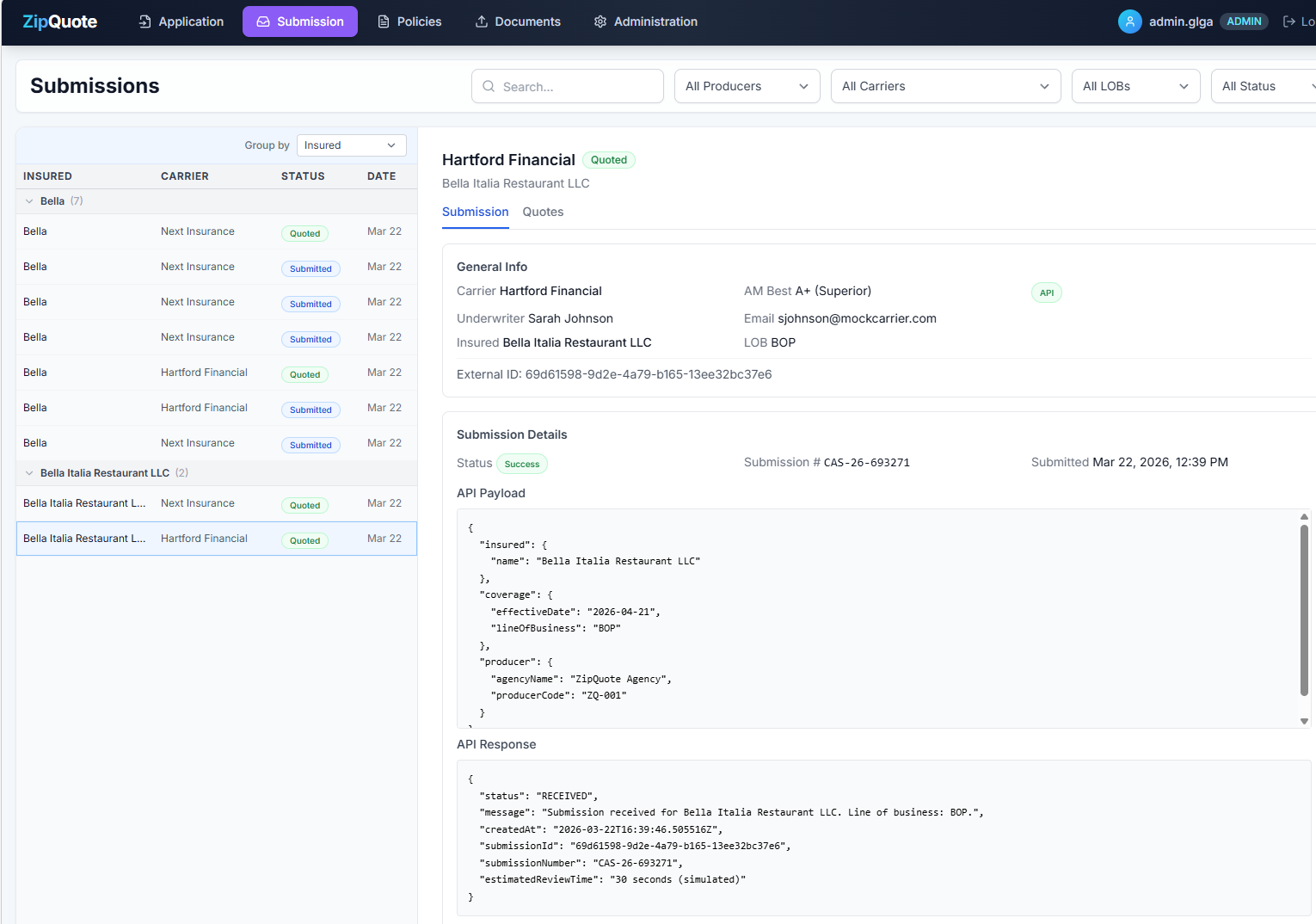 API integration submission